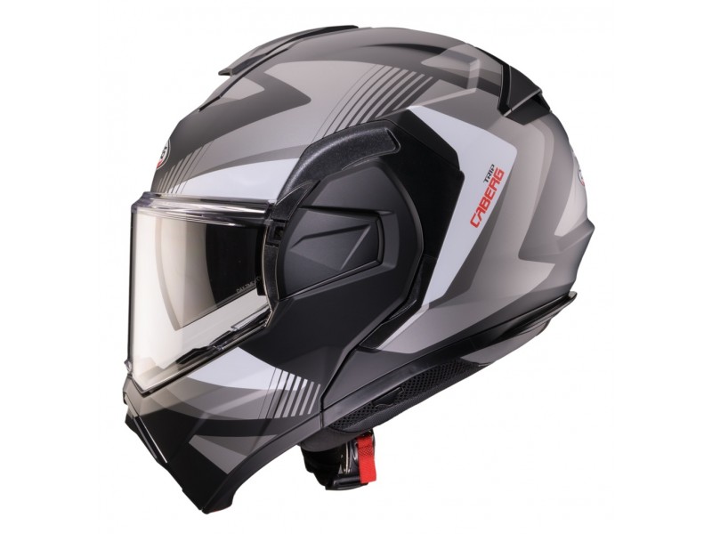 Casca modulabila (flip-back) Caberg model Trip SV Lunar S6 negru/gri/alb mat Pinlock ready - lentila Pinlock inclusa