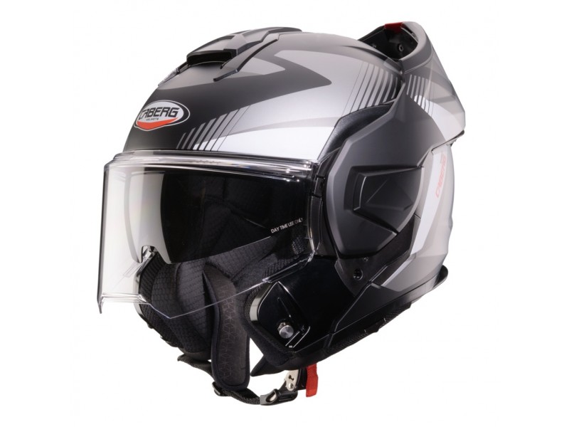 Casca modulabila (flip-back) Caberg model Trip SV Lunar S6 negru/gri/alb mat Pinlock ready - lentila Pinlock inclusa