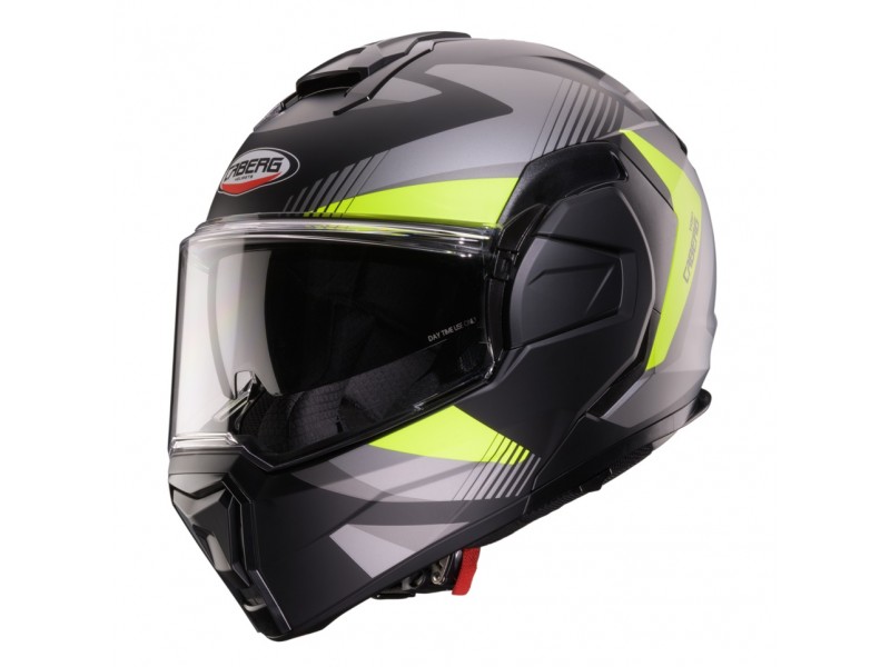 Casca modulabila (flip-back) Caberg model Trip SV Lunar L6 negru/gri/galben fluor mat Pinlock ready - lentila Pinlock inclusa
