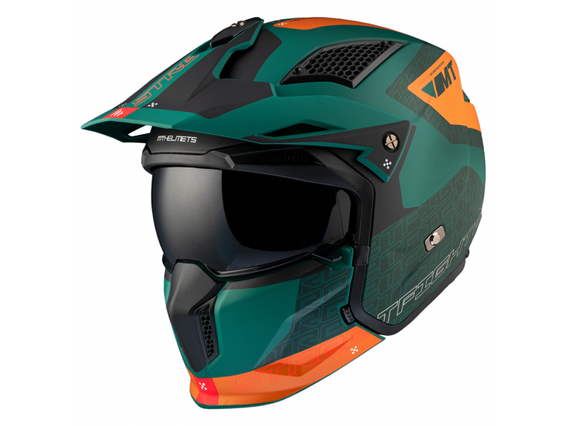 Casca MT Streetfighter SV S Totem C6 verde mat (ochelari soare integrati) - masca (protectie) barbie si cozoroc detasabile