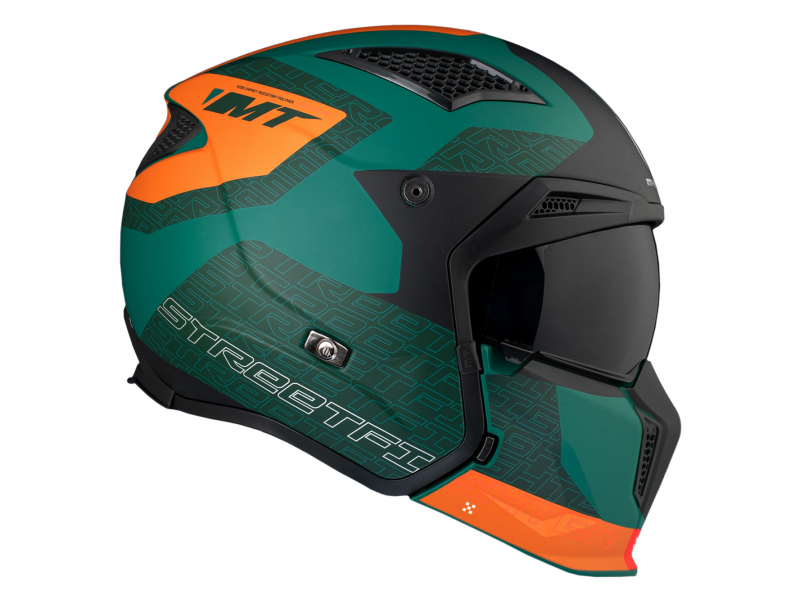 Casca MT Streetfighter SV S Totem C6 verde mat (ochelari soare integrati) - masca (protectie) barbie si cozoroc detasabile