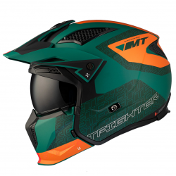 Casca MT Streetfighter SV S Totem C6 verde mat (ochelari soare integrati) - masca (protectie) barbie si cozoroc detasabile