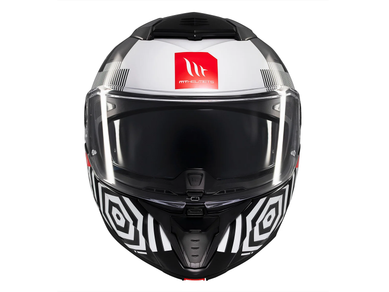 Casca modulabila MT Atom 2 SV Strange B2 negru/alb lucios (ochelari soare integrati) Pinlock Ready - tip viziera: MT-V-35