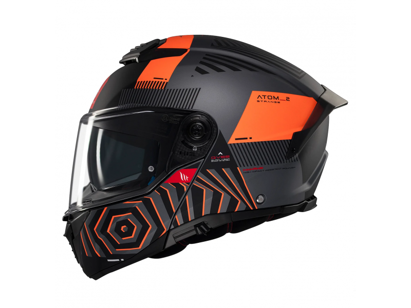 Casca modulabila MT Atom 2 SV Strange C4 gri/portocaliu mat (ochelari soare integrati) Pinlock Ready - tip viziera: MT-V-35
