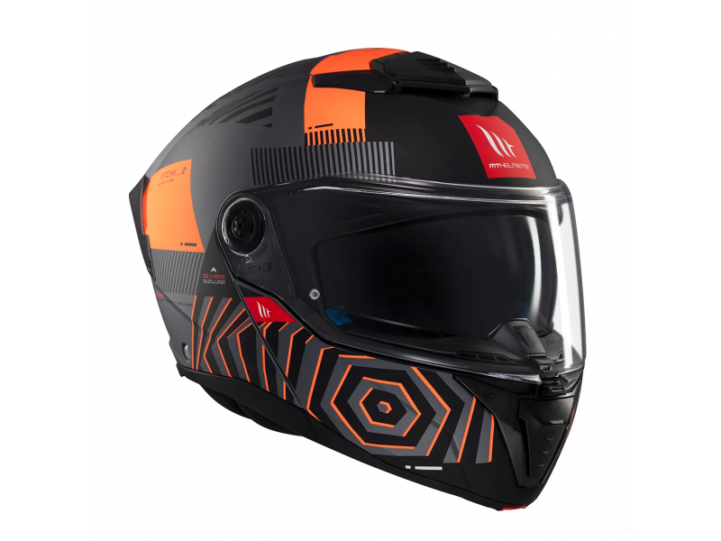Casca modulabila MT Atom 2 SV Strange C4 gri/portocaliu mat (ochelari soare integrati) Pinlock Ready - tip viziera: MT-V-35