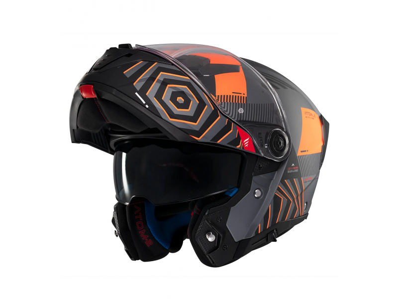 Casca modulabila MT Atom 2 SV Strange C4 gri/portocaliu mat (ochelari soare integrati) Pinlock Ready - tip viziera: MT-V-35