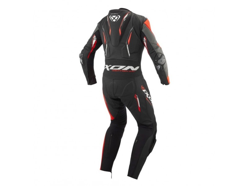 Costum (combinezon) motociclete barbati piele Ixon vara model Demonio culoare: negru/rosu/alb