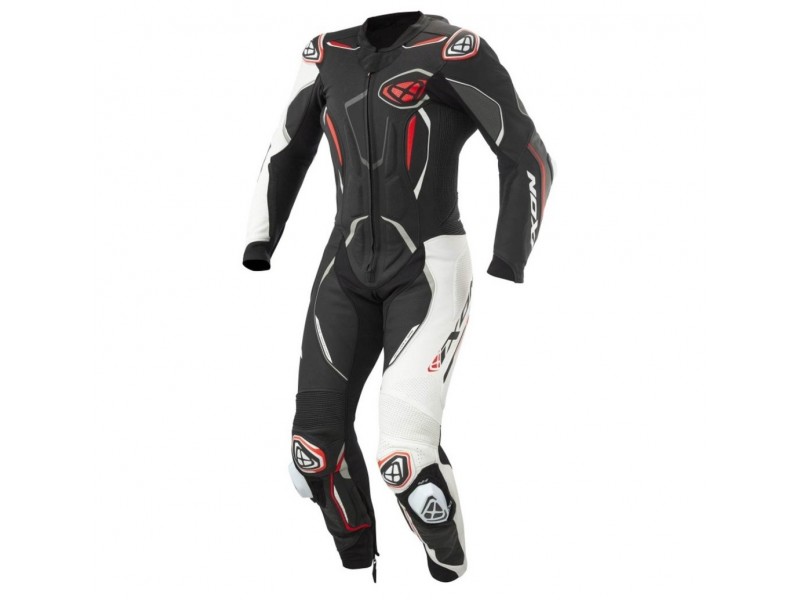 Costum (combinezon) motociclete barbati piele Ixon vara model Demonio culoare: negru/alb/rosu