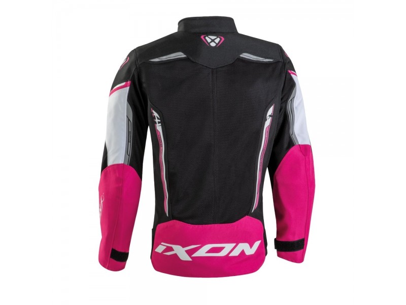 Geaca (jacheta) motociclete copii Racing/Roadster Ixon vara model Striker AIR KID culoare: negru/alb/fuchsia (roz) Geaca (jacheta) motociclete copii Racing/Roadster Ixon vara model Striker AIR KID culoare: negru/alb/fuchsia (roz)