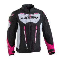 Geaca (jacheta) motociclete copii Racing/Roadster Ixon vara model Striker AIR KID culoare: negru/alb/fuchsia (roz) Geaca (jacheta) motociclete copii Racing/Roadster Ixon vara model Striker AIR KID culoare: negru/alb/fuchsia (roz)