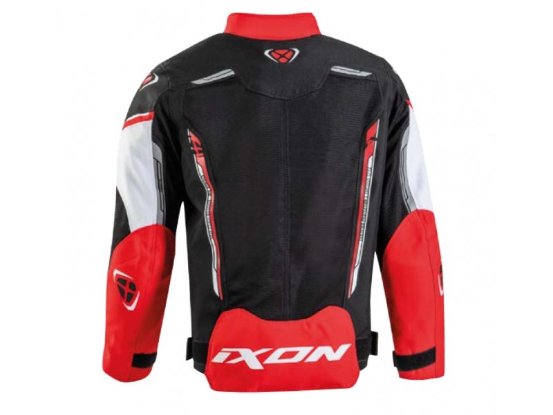 Geaca (jacheta) motociclete copii Racing/Roadster Ixon vara model Striker AIR KID culoare: negru/alb/rosu