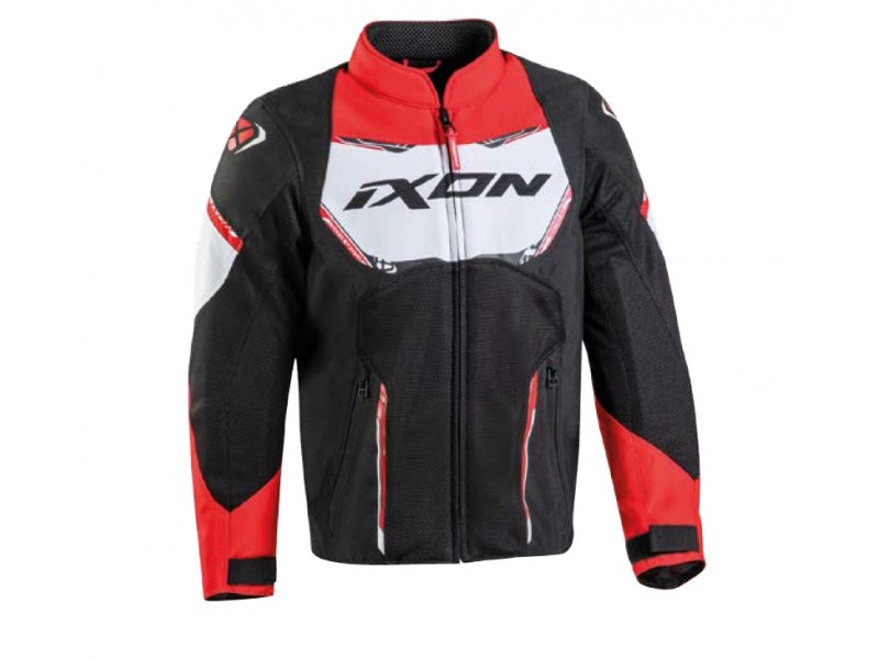 Geaca (jacheta) motociclete copii Racing/Roadster Ixon vara model Striker AIR KID culoare: negru/alb/rosu