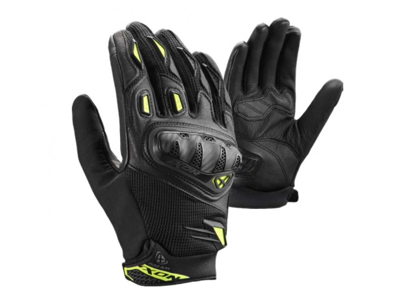 Manusi barbati Roadster vara piele/textil Ixon model Rise Air 2 MS culoare: negru/galben - degete tactile