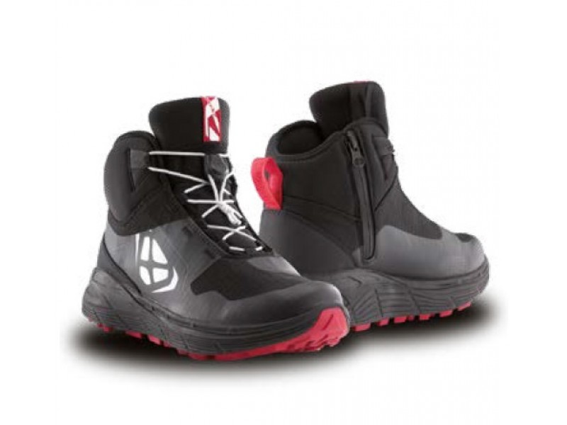 Ghete moto Urban/Adventure barbati All Season Ixon model Snake WP MS culoare: negru/alb/rosu