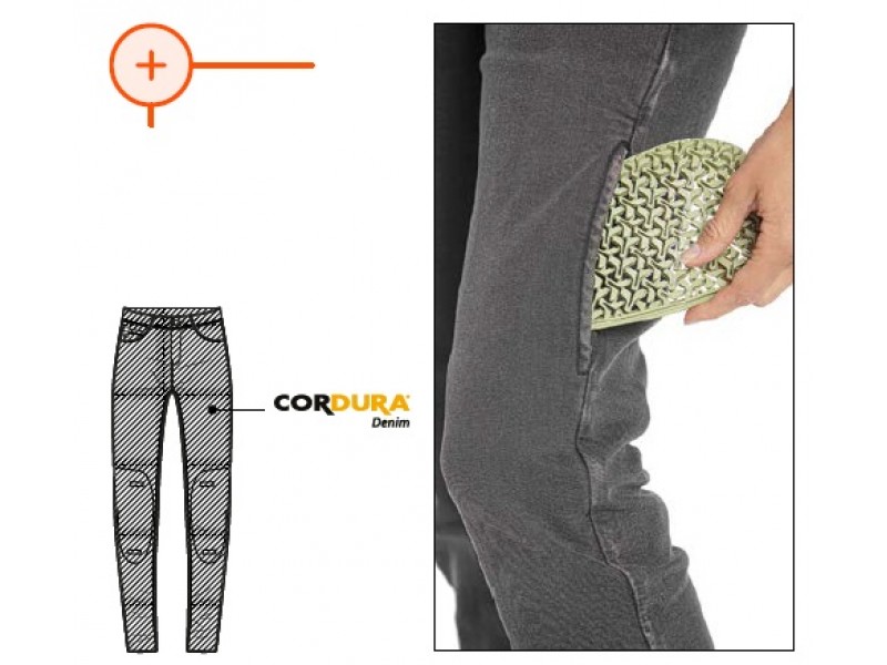 Blugi (jeans) moto femei Ixon model Dany LS culoare: negru (washed black) (Cordura® Denim) - Regular