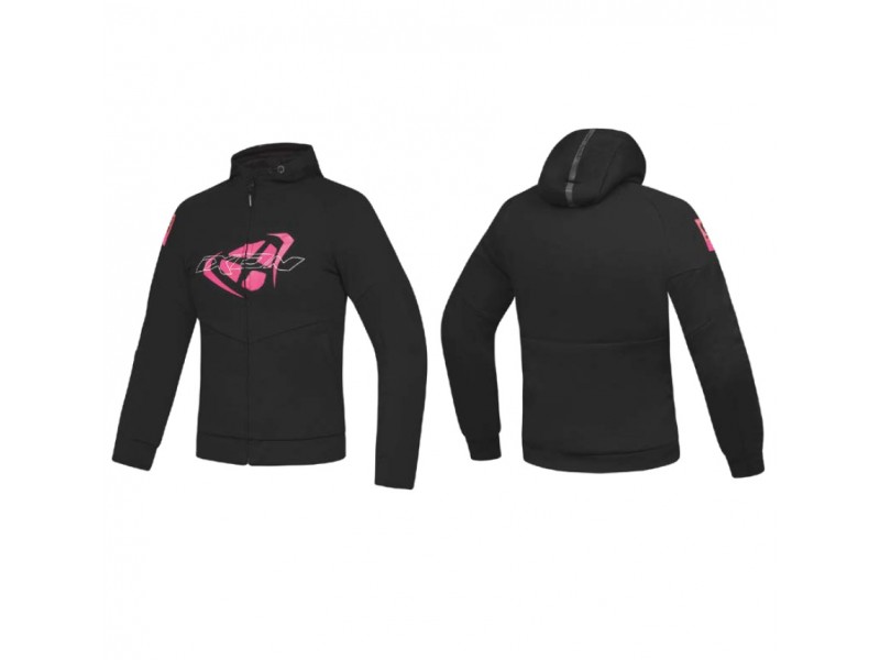 Geaca (hanorac tip hoodie) motociclete femei Urban Ixon vara model Touchdown LS culoare: negru/roz