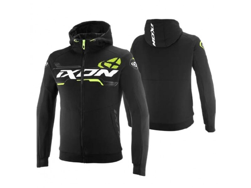 Geaca (hanorac tip hoodie) motociclete barbati Urban Ixon vara model Touchdown Ultra MS culoare: negru/alb/galben