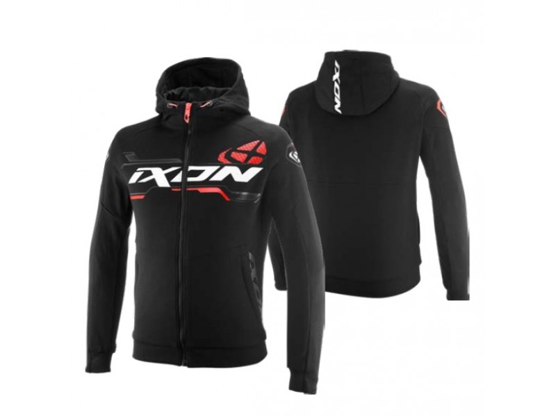 Geaca (hanorac tip hoodie) motociclete barbati Urban Ixon vara model Touchdown Ultra MS culoare: negru/alb/rosu