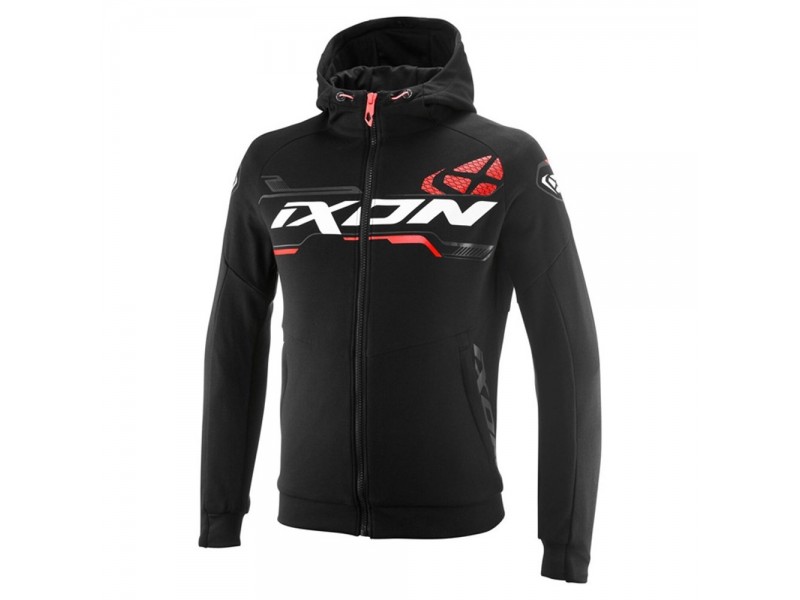 Geaca (hanorac tip hoodie) motociclete barbati Urban Ixon vara model Touchdown Ultra MS culoare: negru/alb/rosu