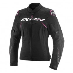Geaca (jacheta) motociclete femei Racing/Roadster Ixon All season model Meteor 31 LS culoare: negru/alb/roz (concept 3 in 1)