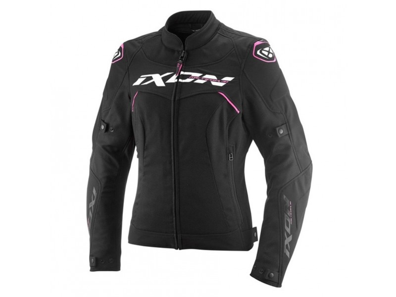 Geaca (jacheta) motociclete femei Racing/Roadster Ixon All season model Meteor 31 LS culoare: negru/alb/roz (concept 3 in 1)