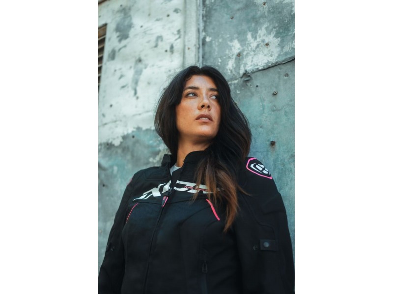 Geaca (jacheta) motociclete femei Racing/Roadster Ixon All season model Meteor 31 LS culoare: negru/alb/roz (concept 3 in 1)