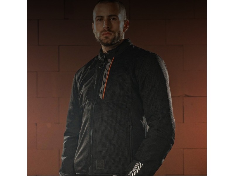 Geaca (jacheta) motociclete barbati Roadster Ixon vara model Ostro MS culoare: negru/rosu