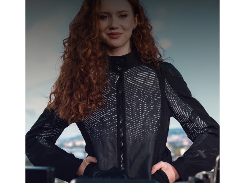 Geaca (jacheta) motociclete femei Roadster/Urban Ixon All season model Artemis LS culoare: negru/alb (concept 3 in 1)