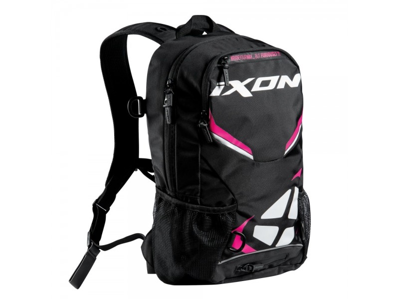 Rucsac (ghiozdan) moto Ixon model R-Tension 23 – culoare: negru/alb/fuchsia (roz)