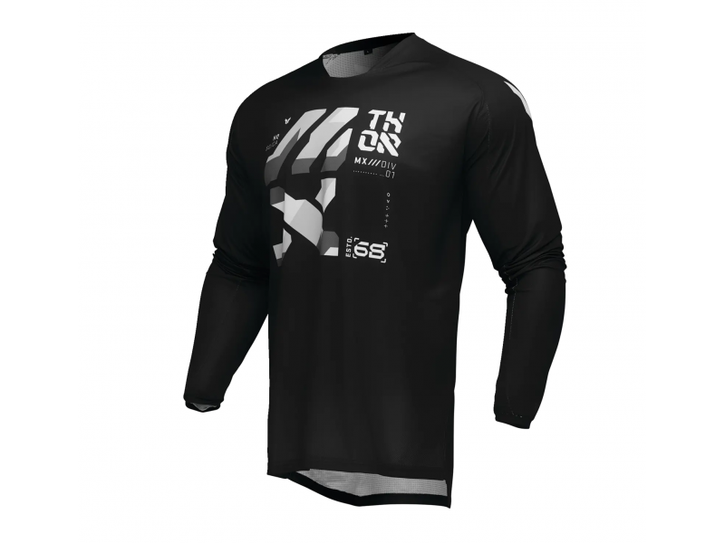 Tricou (bluza) cross-enduro Thor model Launchmode Forge culoare: negru/alb/gri