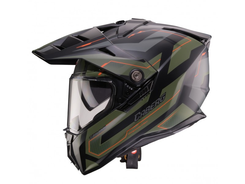 Casca adventure/off road Caberg model Tanami SV Ranger N6 negru/verde military/portocaliu mat Pinlock ready - lentila Pinlock inclusa