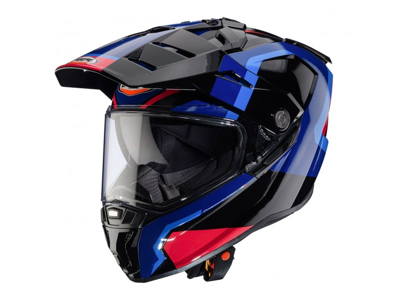 Casca adventure/off road Caberg model Tanami SV Scram O4 negru/albastru/rosu lucios Pinlock ready - lentila Pinlock inclusa