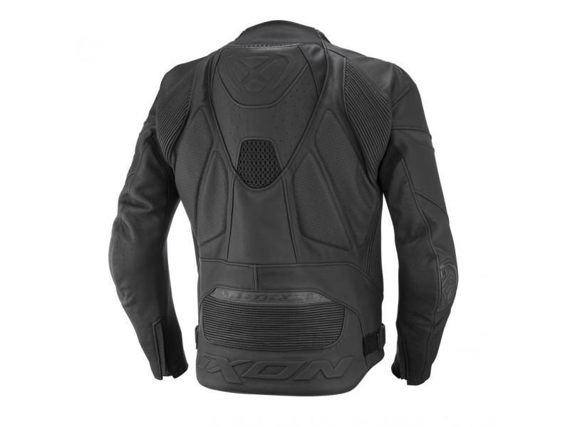 Geaca (jacheta) motociclete barbati piele Racing Ixon vara model Vortex 3 MS culoare: negru/negru