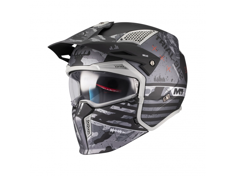 Casca MT Streetfighter SV S Belic B2 gri/negru mat (ochelari soare integrati) - masca (protectie) barbie si cozoroc detasabile