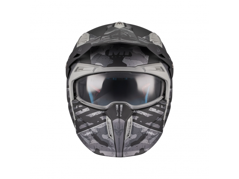 Casca MT Streetfighter SV S Belic B2 gri/negru mat (ochelari soare integrati) - masca (protectie) barbie si cozoroc detasabile