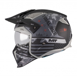 Casca MT Streetfighter SV S Belic B2 gri/negru mat (ochelari soare integrati) - masca (protectie) barbie si cozoroc detasabile