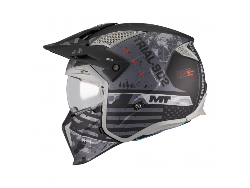 Casca MT Streetfighter SV S Belic B2 gri/negru mat (ochelari soare integrati) - masca (protectie) barbie si cozoroc detasabile