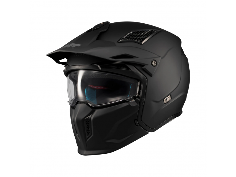 Casca MT Streetfighter SV S Pure A1 negru mat (ochelari soare integrati) - masca (protectie) barbie si cozoroc detasabile