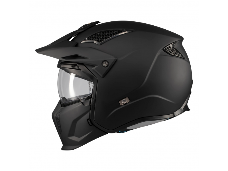 Casca MT Streetfighter SV S Pure A1 negru mat (ochelari soare integrati) - masca (protectie) barbie si cozoroc detasabile