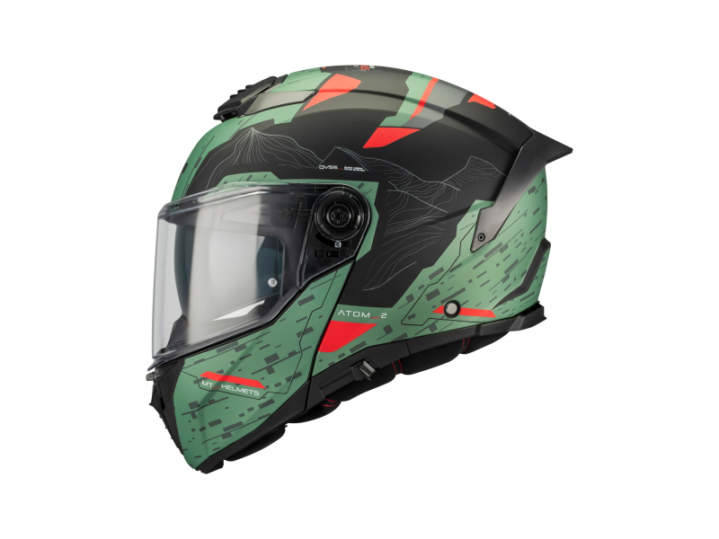 Casca modulabila MT Atom 2 SV Highlands C6 verde mat (ochelari soare integrati) Pinlock Ready - tip viziera: MT-V-35