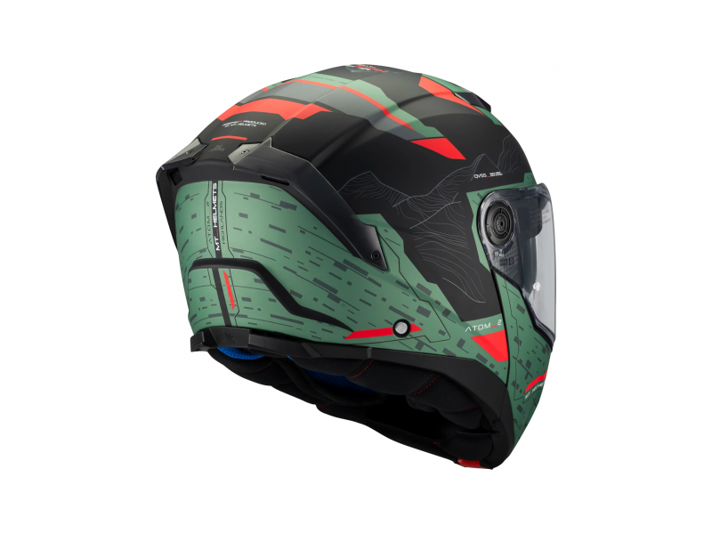 Casca modulabila MT Atom 2 SV Highlands C6 verde mat (ochelari soare integrati) Pinlock Ready - tip viziera: MT-V-35