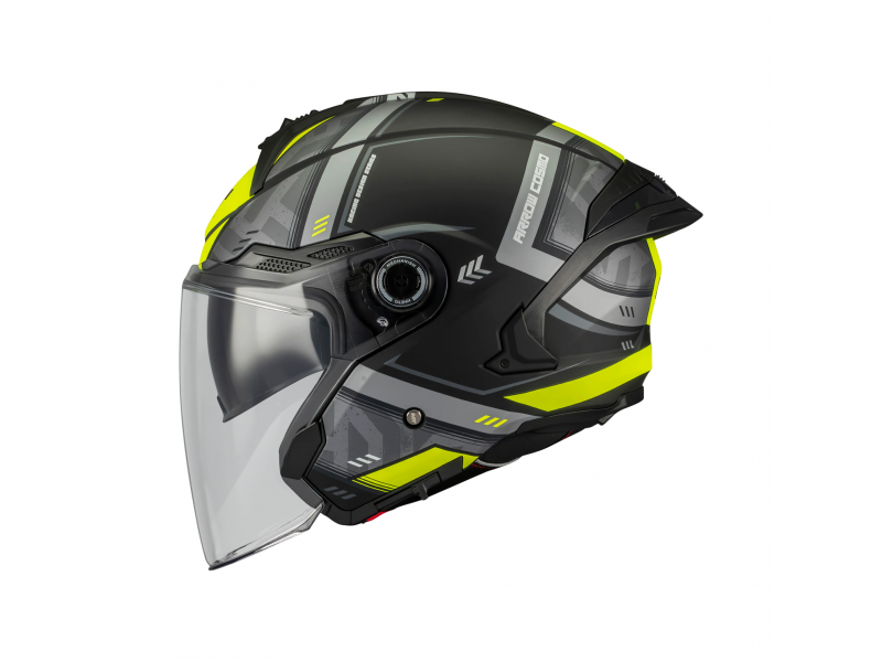 Casca open face motociclete MT Cosmo SV Arrow B3 galben fluor mat (ochelari soare integrati) - tip viziera: MT-V-37