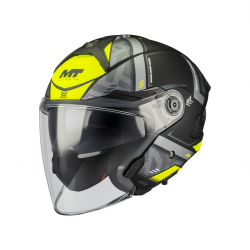 Casca open face motociclete MT Cosmo SV Arrow B3 galben fluor mat (ochelari soare integrati) - tip viziera: MT-V-37