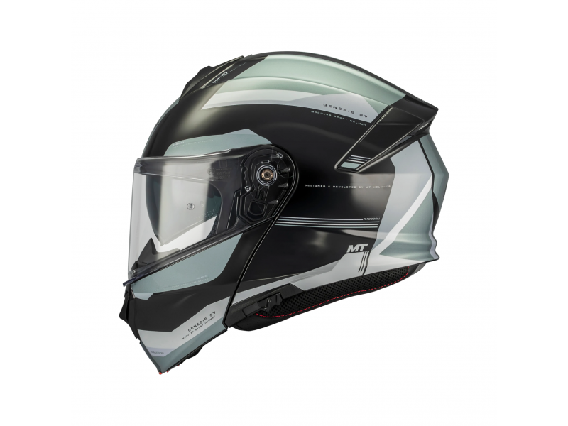 Casca modulabila MT Genesis SV Raccoon B12 verde lucios Pinlock ready - omologare noua ECE 22.06