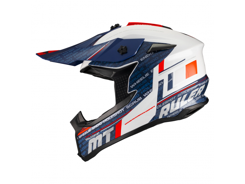 Casca enduro/offroad MT model Falcon S Ruler A15 alb lucios