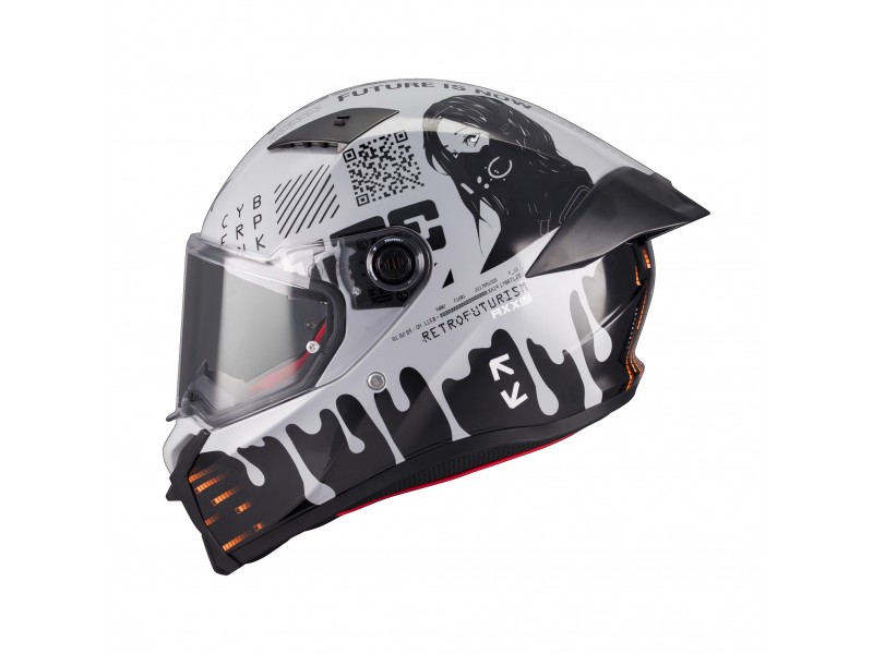 Casca integrala Axxis Fenix Cyberpunk C4 alb lucios - tip viziera: MT-V-31B