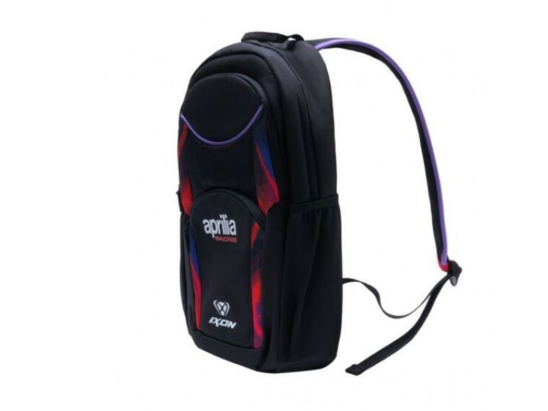 Rucsac (ghiozdan) moto Ixon model Aprilia 26 – culoare: negru/mov/rosu neon (produs cu licenta Aprilia)