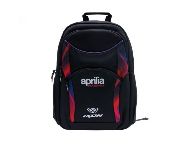 Rucsac (ghiozdan) moto Ixon model Aprilia 26 – culoare: negru/mov/rosu neon (produs cu licenta Aprilia)