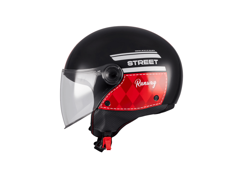 Casca open face motociclete MT Street S Runway B5 negru/rosu lucios - omologare noua ECE 22.06 Casca open face motociclete MT Street S Runway B5 negru/rosu lucios - omologare noua ECE 22.06