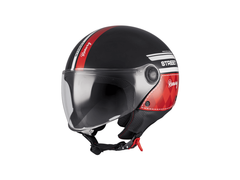 Casca open face motociclete MT Street S Runway B5 negru/rosu lucios - omologare noua ECE 22.06 Casca open face motociclete MT Street S Runway B5 negru/rosu lucios - omologare noua ECE 22.06